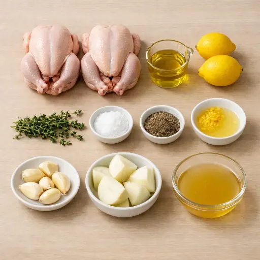 Ingredients for Lemon Thyme Cornish Hens