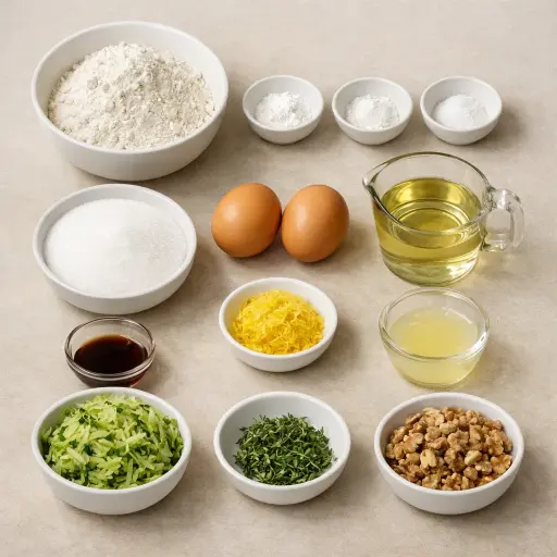 Ingredients for Lemon Thyme Zucchini Bread