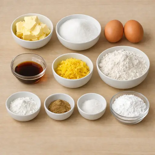 Ingredients for Lemon Zest Cardamom Sugar Cookies