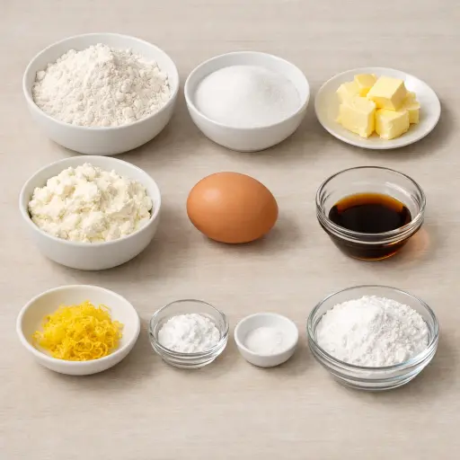Ingredients for Lemon Zest Ricotta Cheese Cookies