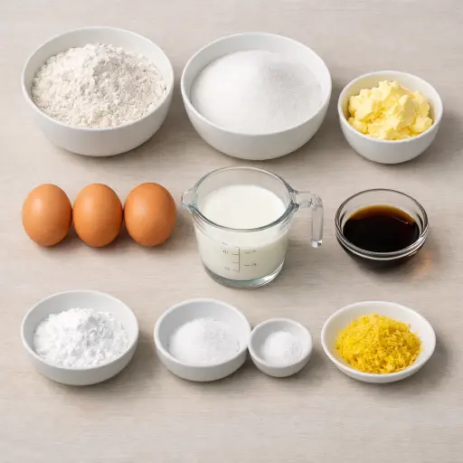 Ingredients for Lemon Zest Vanilla Cake