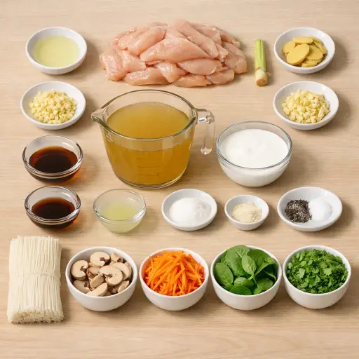 Ingredients for Lemongrass Chicken Noodle Soup