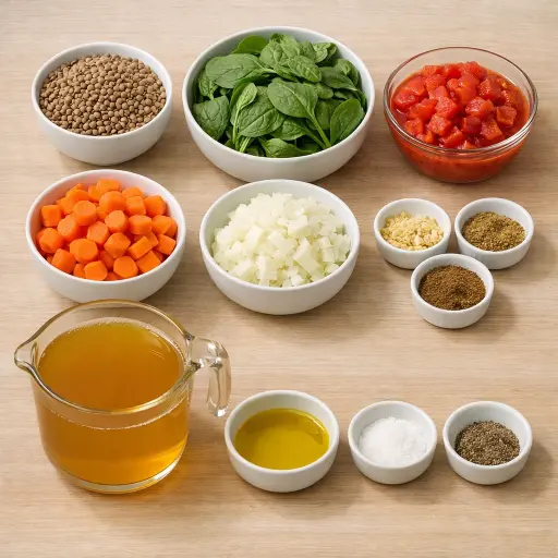 Ingredients for Lentil & Spinach Stew