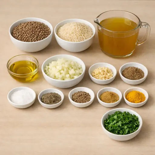Ingredients for Lentil and Rice Pilaf