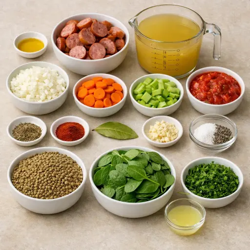 Ingredients for Lentil and Sausage Soup