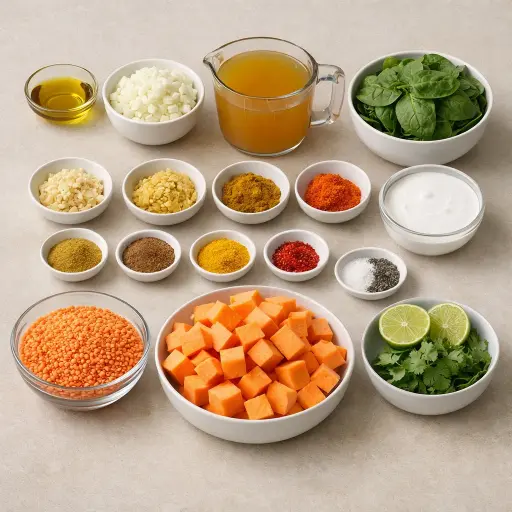 Ingredients for Lentil and Sweet Potato Curry
