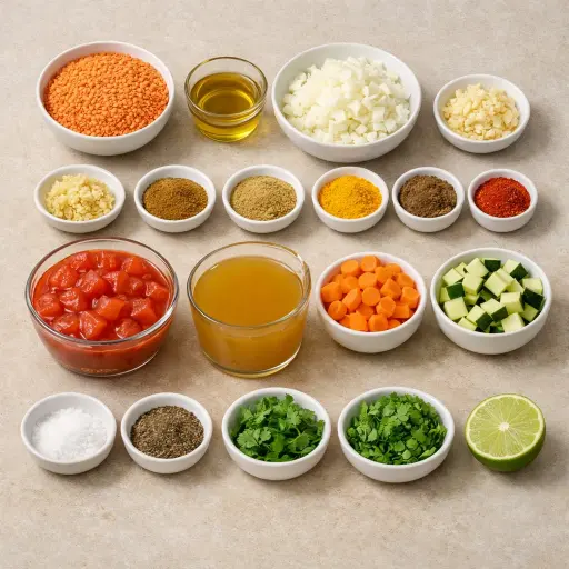 Ingredients for Lentil and Vegetable Curry