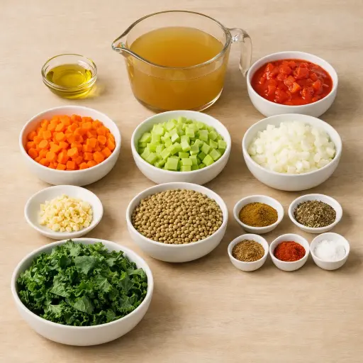 Ingredients for Lentil and Vegetable Soup