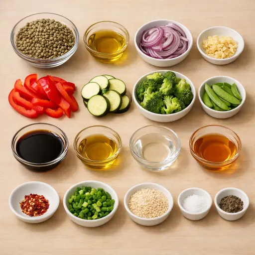 Ingredients for Lentil and Vegetable Stir-Fry