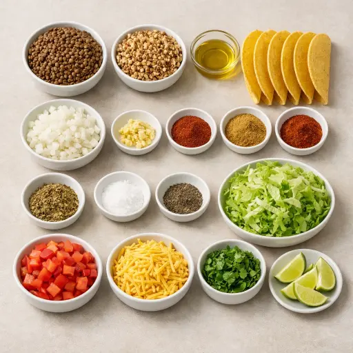 Ingredients for Lentil and Walnut Tacos