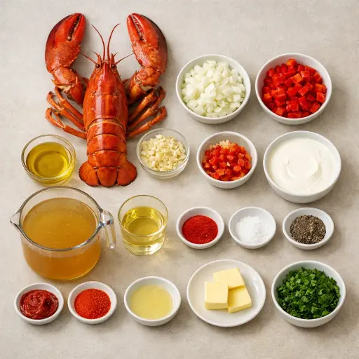 Ingredients for Lobster and Roasted Red Pepper Bisque