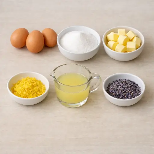 Ingredients for Luscious Lavender Lemon Curd