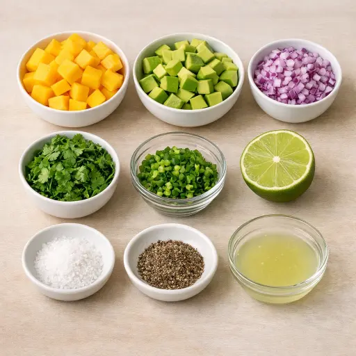 Ingredients for Mango Avocado Salsa