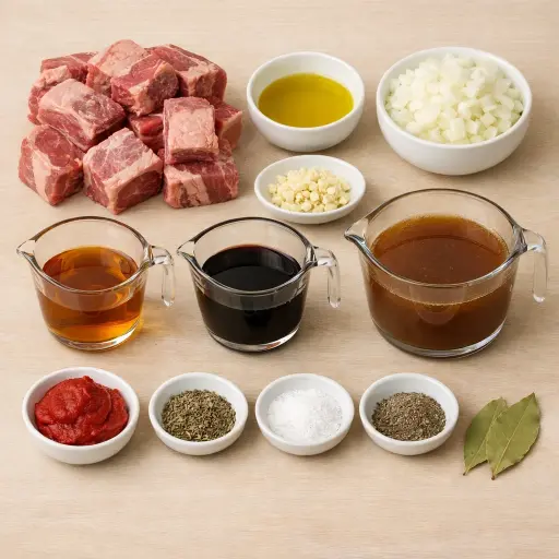 Ingredients for Maple and Balsamic Braised Short Ribs