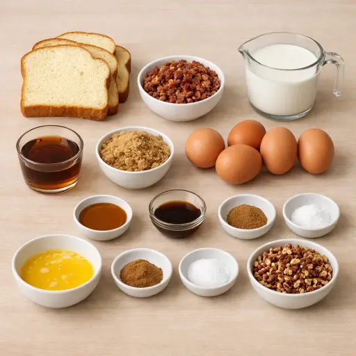 Ingredients for Maple Bacon Bread Pudding
