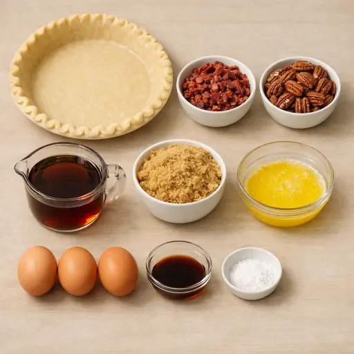 Ingredients for Maple Bacon Pecan Pie