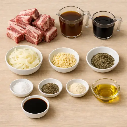 Ingredients for Maple Balsamic Slow Cooker Short Ribs