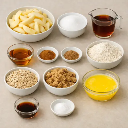 Ingredients for Maple Bourbon Apple Cobbler