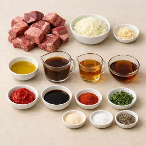 Ingredients for Maple Bourbon Braised Short Ribs