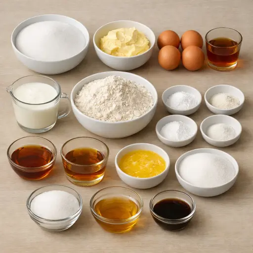 Ingredients for Maple Bourbon Butter Cake