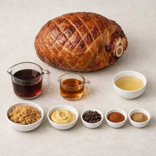 Ingredients for Maple Bourbon Glazed Ham
