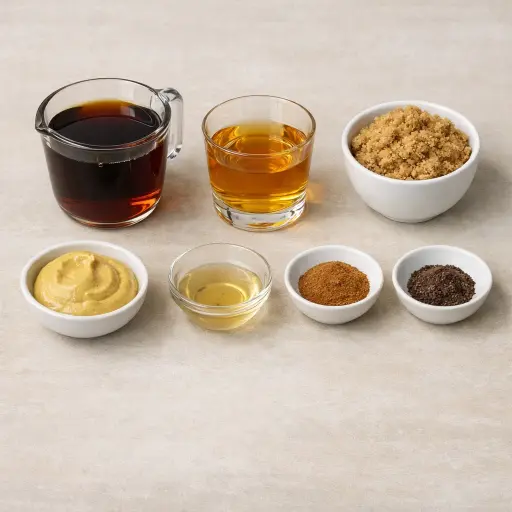 Ingredients for Maple Bourbon Ham Glaze