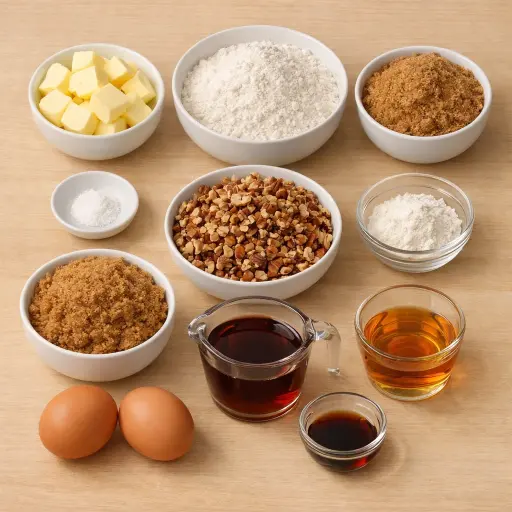 Ingredients for Maple Bourbon Pecan Pie Bars