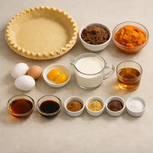 Ingredients for Maple Bourbon Pumpkin Pie
