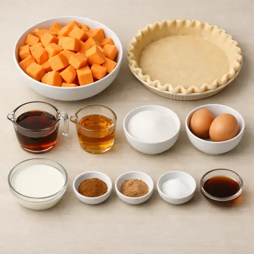 Ingredients for Maple Bourbon Sweet Potato Pie