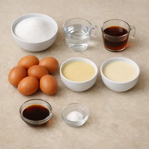 Ingredients for Maple Caramel Flan