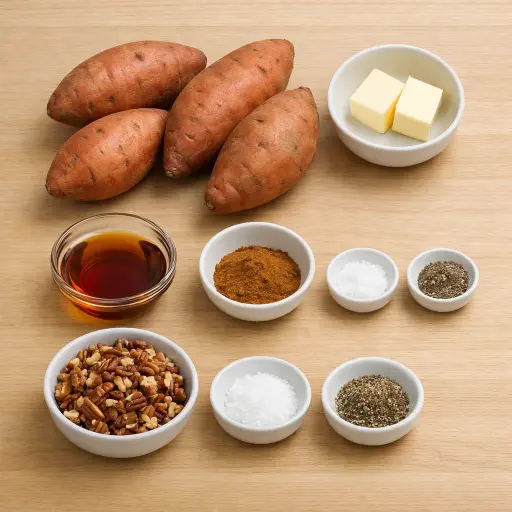 Ingredients for Maple Cinnamon Baked Sweet Potato