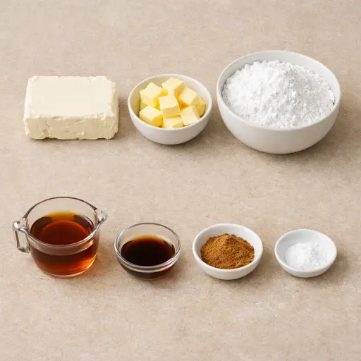 Ingredients for Maple Cinnamon Cream Cheese Frosting
