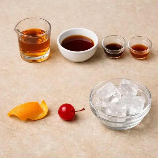 Ingredients for Maple Cinnamon Old Fashioned
