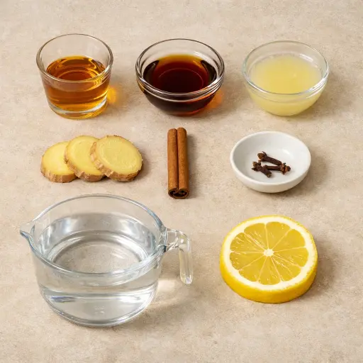 Ingredients for Maple Ginger Hot Toddy