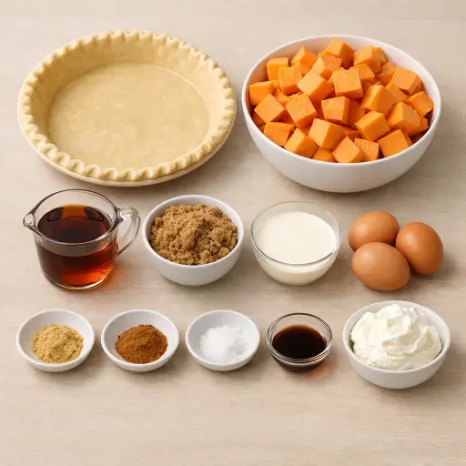 Ingredients for Maple Ginger Sweet Potato Pie
