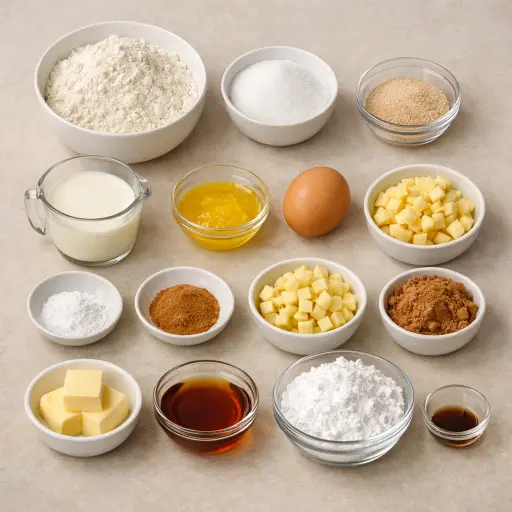Ingredients for Maple Glazed Apple Cinnamon Rolls