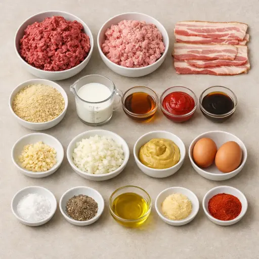 Ingredients for Maple-Glazed Bacon Meatloaf