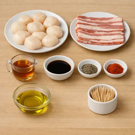 Ingredients for Maple-Glazed Bacon-Wrapped Scallops