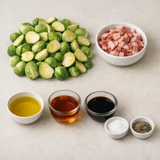 Ingredients for Maple-Glazed Brussels Sprouts with Bacon