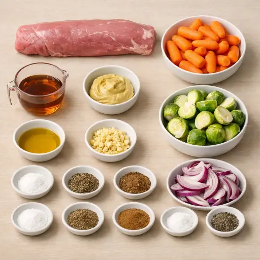 Ingredients for Maple Glazed Pork Tenderloin with Roasted Vegetables
