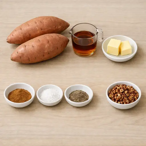 Ingredients for Maple Glazed Sweet Potatoes