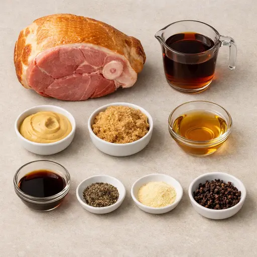 Ingredients for Maple-Mustard Glazed Baked Ham