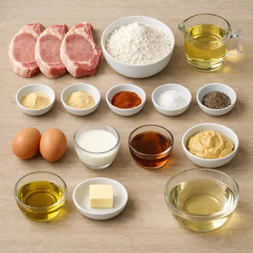 Ingredients for Maple Mustard Glazed Fried Pork Chop