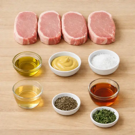 Ingredients for Maple-Mustard Glazed Pan-Fried Pork Chops