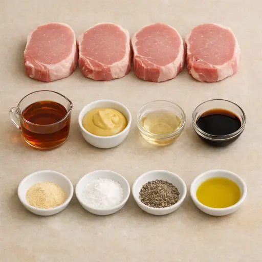 Ingredients for Maple Mustard Glazed Pork Chops