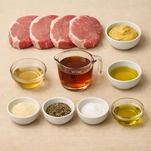 Ingredients for Maple Mustard Glazed Pork Steaks