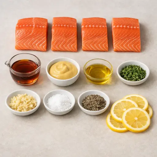 Ingredients for Maple Mustard Salmon Bake