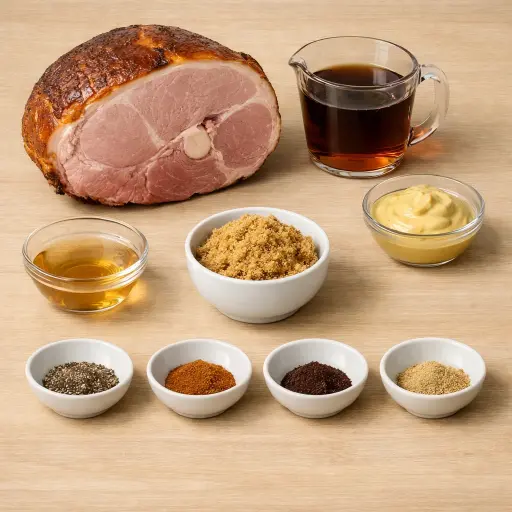 Ingredients for Maple-Mustard Slow Cooker Ham