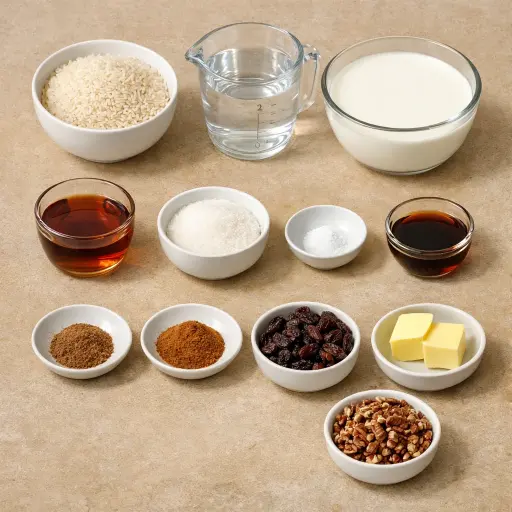 Ingredients for Maple Nutmeg Rice Pudding