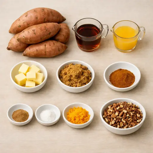 Ingredients for Maple Orange Candied Yams